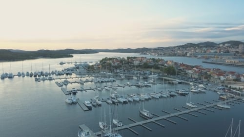 Aerial View of Yacht Club and Marina in Croatia, Sibenik