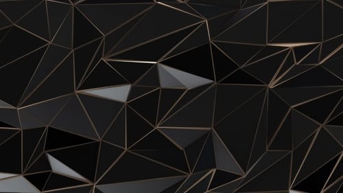 Abstract Geometric Background with Black Polygons and Gold Lines