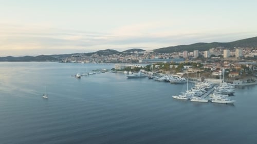 Aerial View of Yacht Club and Marina in Croatia Sibenik