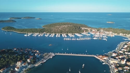 Aerial View of Yacht Club and Marina in Croatia Frapa
