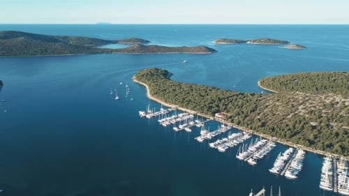 Aerial View of Yacht Club and Marina in Croatia, Frapa