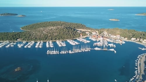 Aerial View of Yacht Club and Marina in Croatia Frapa