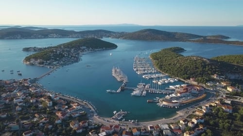 Aerial View of Yacht Club and Marina in Croatia