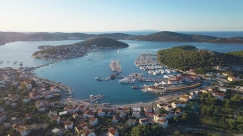 Aerial View of Yacht Club and Marina in Croatia