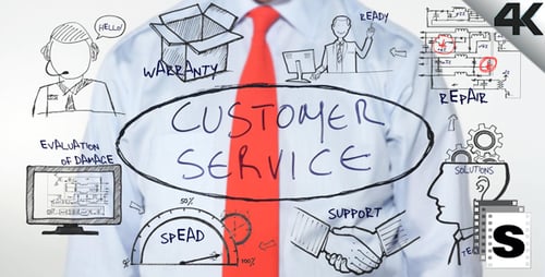 Writing Customer Service on Clear Surface with Graphics