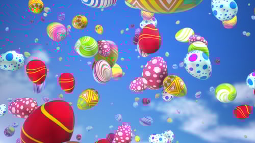 Colorful Easter Eggs Falling with Decorative Patterns