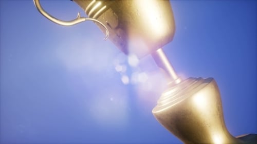 Elegant Golden Trophy Rotation with Light Reveal