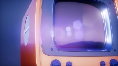 Retro Television Screen Display with Light Flares