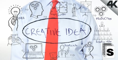 Creative Idea Written on Glass with Business Doodles