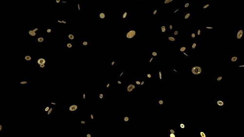 Falling Golden Bitcoin Coins Transparent Overlay