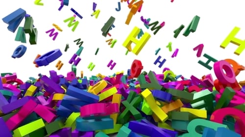 Colorful 3D Alphabet Letters Falling to Fill Frame