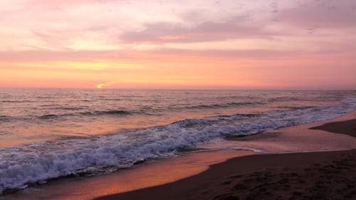 Evening Dark Sea in the Background Perfectly Colorful Sunset