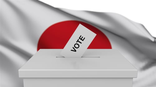 Ballot Box with Japan Flag