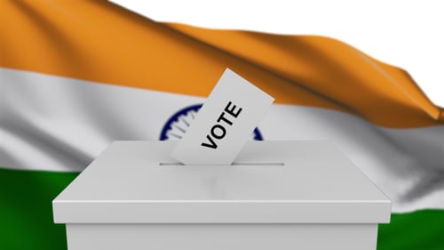 Ballot Box with India Flag