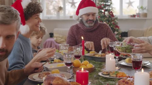 Family Christmas Dinner Celebration at Home