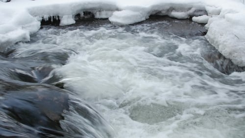 of Water Stream with White and Transparent Bubbles.