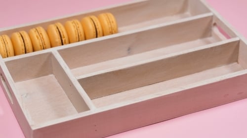 Pastel Macarons Neatly Arranged in Tray