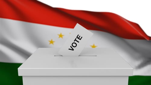 Tajikistan Flag and Voting Ballot Box Animation