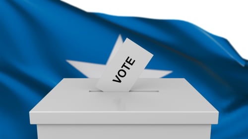 Ballot Box with Vote Cards and Waving Flag Animation