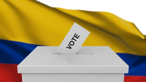 Colombian Flag and Ballot Box Voting Animation
