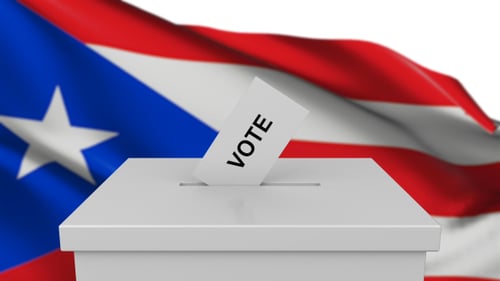 Ballot Box with Puerto Rico Flag
