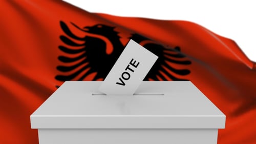 Albanian Election Ballot Box with Voting Papers Animation