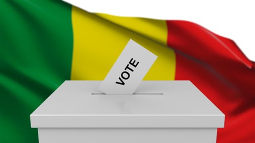 Mali Flag and Ballot Box Voting Animation