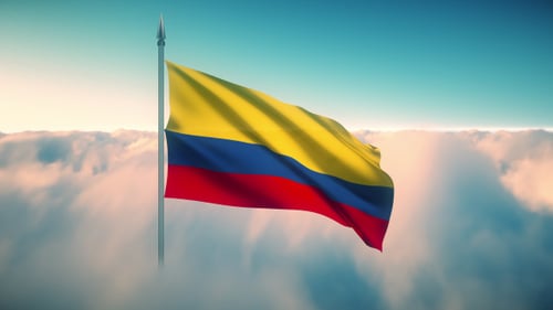 Animated Flag Waving Above Clouds Seamless Loop