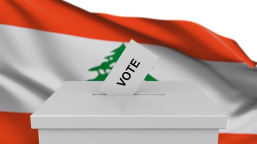 Lebanon Flag Backdrop with Animated Vote Slips
