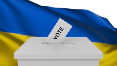 Ballot Box with Ukraine Flag