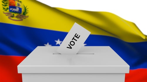 Voting with Venezuela Flag and Ballot Box Animation
