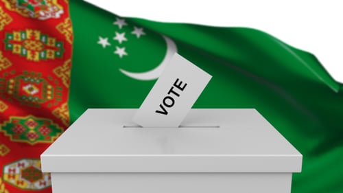 Turkmenistan Election: Vote Cards Dropping into Ballot Box