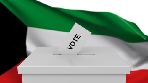 Voting Ballot Box with Kuwait Flag Animation