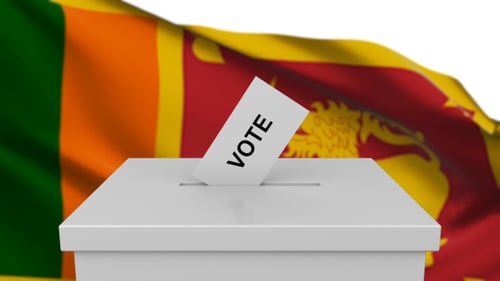 Ballot Box with Sri Lanka Flag