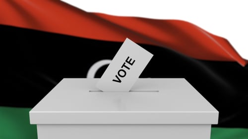 Voting Ballot Box with Waving Flag Loop Animation