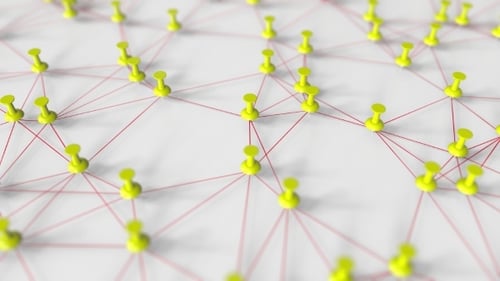 Abstract Network of Connected Pushpins Animation