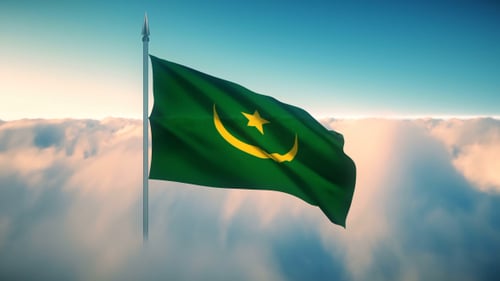 Mauritania Flag on the Clouds
