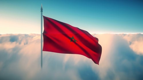 Morocco Flag on the Clouds