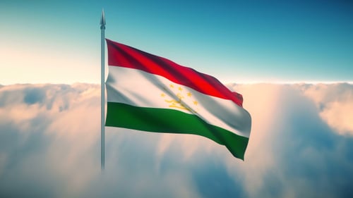 Tajikistan Flag on the Clouds