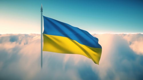 Ukraine Flag on the Clouds