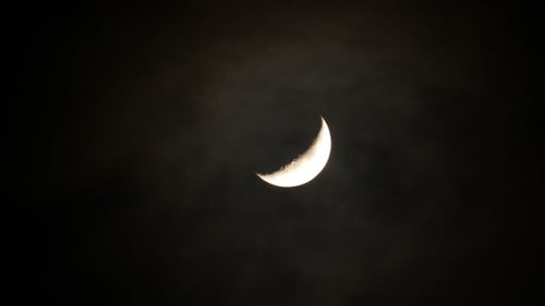 Crescent Moon in Night Sky