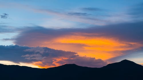 Scenic Mountain Range at Colorful Sunrise or Sunset