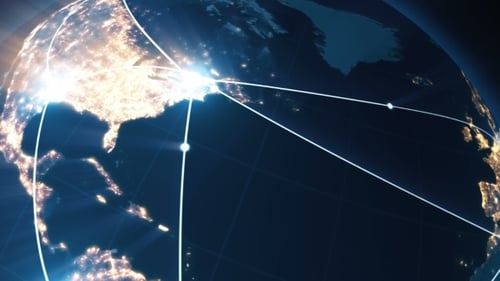 Global Network Connectivity on a Rotating Earth with City Lights