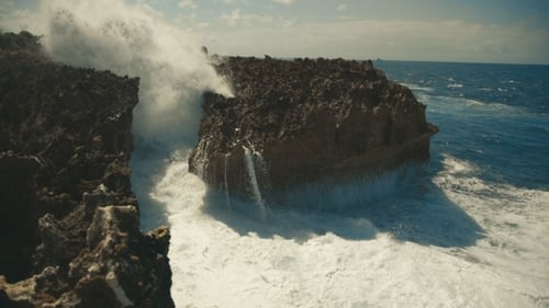 Big Sea Waves Crashing Against the Rocks
