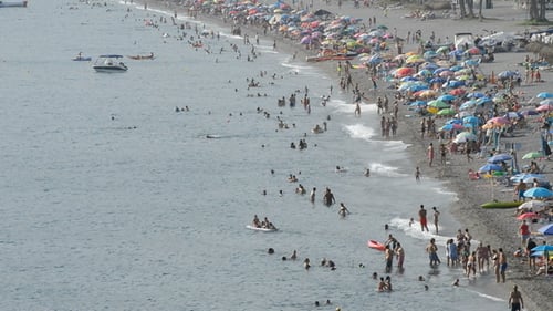 Crowd People in Beach a Afternoon Summer