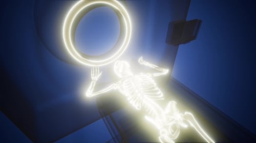3D Medical Scan of a Glowing Human Skeleton