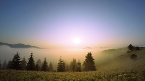 Sunrise in the Misty Mountains Landscape
