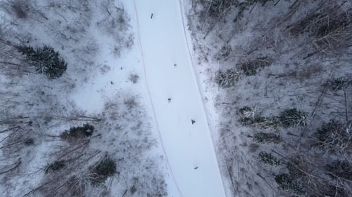 Winter Snowboarding and Skiing on Snow Mountain in Ski Resort