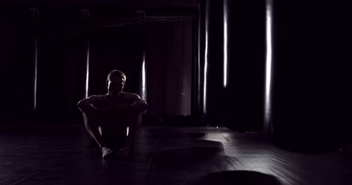 Kickboxer Tired After Strength Training Exercise at Gym Tired Man After Training Eoung Boxer Tired