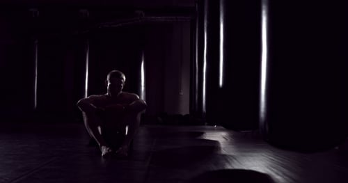 Kickboxer Tired After Strength Training Exercise at Gym Tired Man After Training Eoung Boxer Tired